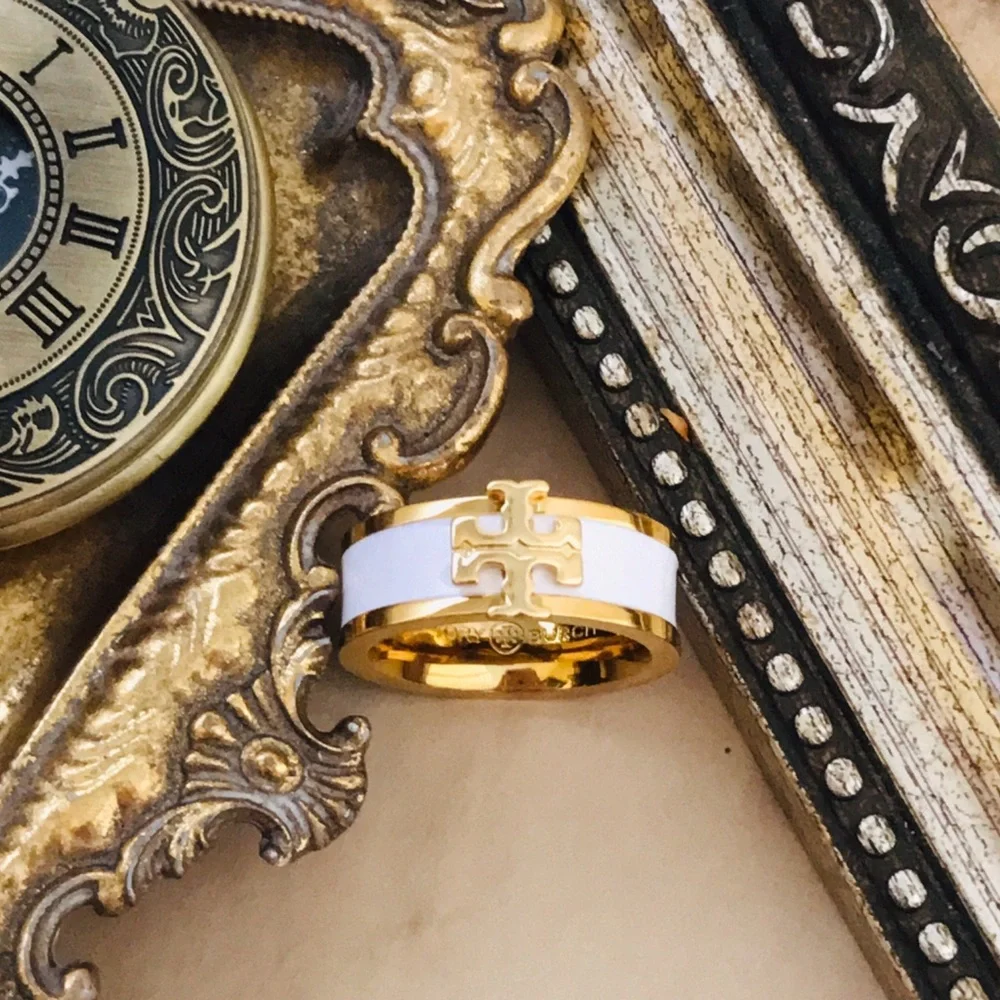 Tory Burch • Ivory White Kira Logo Ring